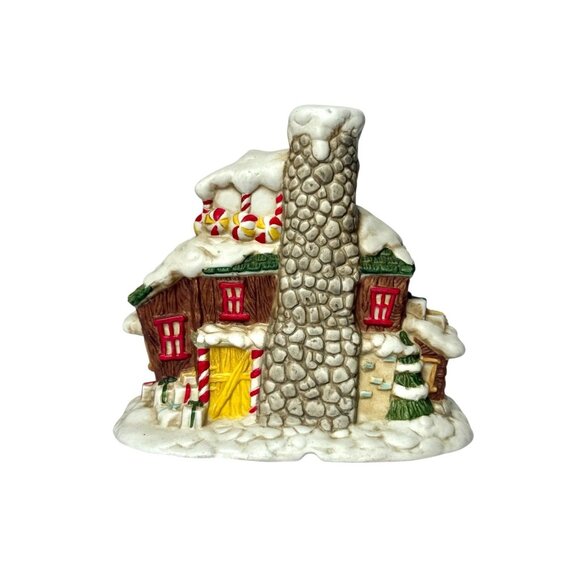 Vintage Christmas Village House Candy Cane Lane Cottage Snowy Holiday Decoration - Picture 4 of 8